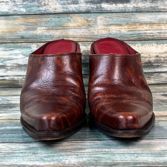 Donald J Pliner Perlie Womens 7.5M Mules Western Dress Shoes Pointed Toe Clogs - Picture 3 of 14